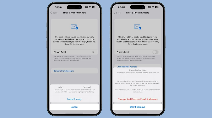 荆州苹果手机维修分享苹果 iOS 18.1 支持设置“主要”邮箱地址并更改 iCloud 邮箱 